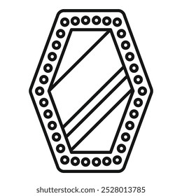 Icono de contorno simple de un espejo hexagonal con un marco redondo