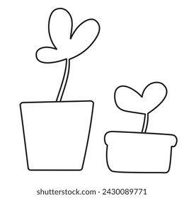 Simple outline icon. Houseplants. Vector design. Spring season. Illustration on white background.