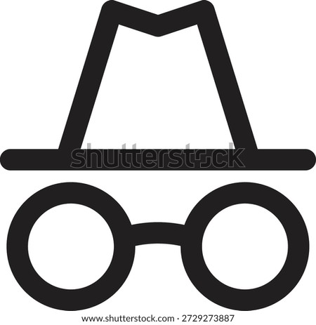 Simple outline icon for incognito mode and private browsing. Anonymous incognito vector illustration.