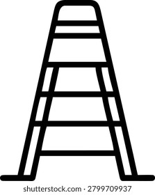 A simple outline icon of a ladder with horizontal steps Scalable vector format suitable for print...
