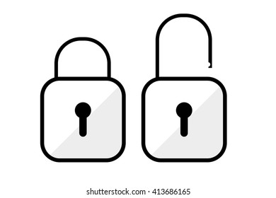 Simple outline icon, Lock and Unlock 
