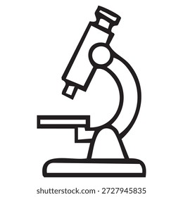 Ícone de contorno simples de um microscópio sobre um fundo branco