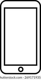 Icono de contorno simple de un teléfono inteligente moderno con una pantalla en blanco y Botón de inicio