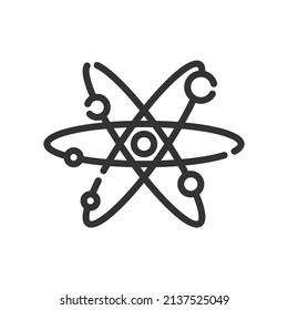 Simple outline icon of molecular and atom, science and chemical concept with small shadow white background