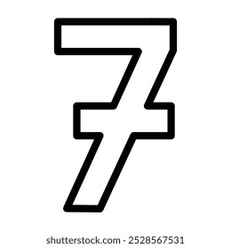 Simple outline icon of the number seven, representing counting or sequence.