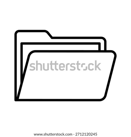 Simple outline icon of an open file folder with documents