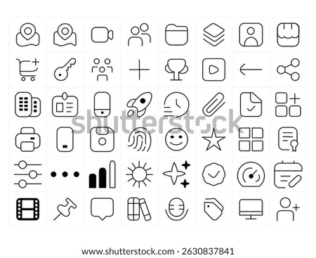 Simple outline icon pack miscellaneous illustration