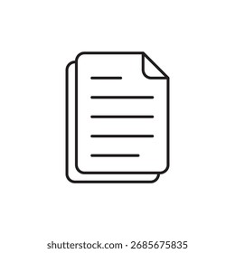 Icono de esquema simple de un documento en papel para archivo y notas.