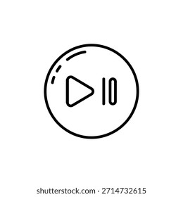 Icono de contorno simple de un Botón de reproducción y Botón de pausa dentro de un círculo