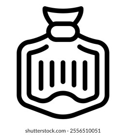 Simple outline icon representing a hot water bottle, providing soothing relief for period pain, muscle aches, and promoting relaxation