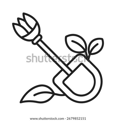 A simple outline icon representing a root crook used for harvesting, presented on a clean white background. This graphic is suitable for agricultural or gardening themes.