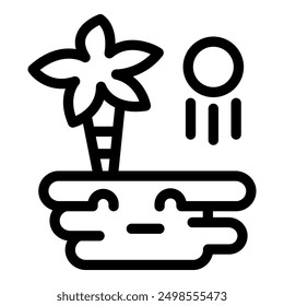 Simple outline icon representing a tropical island for tourism marketing