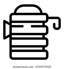 Simple outline icon representing a water well delivering clean water with an electric pump