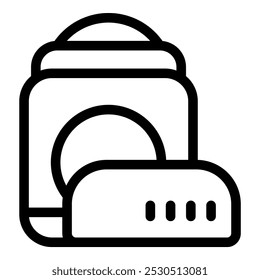 Simple outline icon of a router providing a wireless internet connection