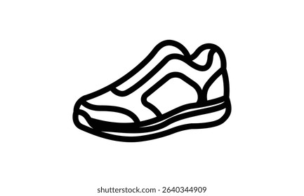 A simple outline icon of a running shoe, suitable for fitness apps or websites.