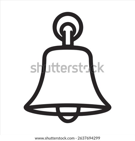 Simple outline icon of a school bell symbol in black and white for various concepts
