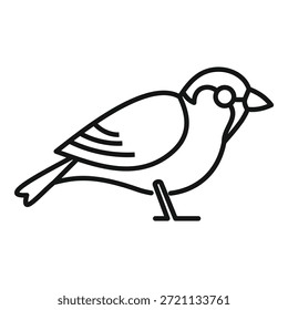 Simple outline icon of a small bird standing, isolated on a white background