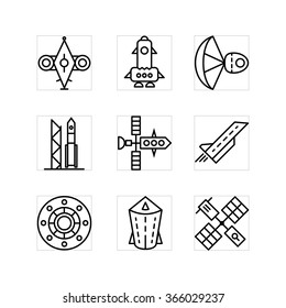 Simple outline icon space set