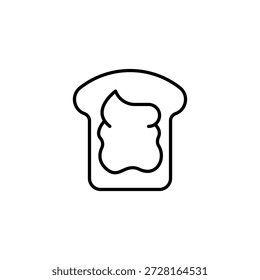 Simple Outline Icon Toast Spread With Butter Or Jam Delicious Breakfast Food