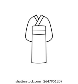 A simple outline icon of a traditional Japanese kimono, perfect for cultural themes or fashion designs.