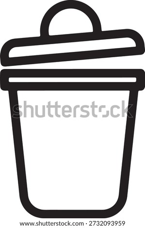 Simple outline icon of a trash can, often used for delete functions or waste management isolated on white background, illustration