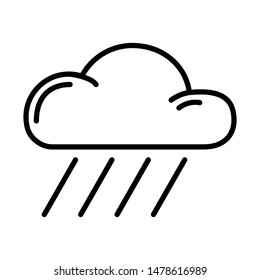 Simple outline icon - weather or forecast sing with cloud and rain, drops of water - vector isolated symbol on white background