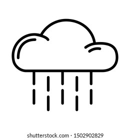 Simple outline icon - weather or forecast sing with cloud and rain, drops of water - vector isolated symbol on white background