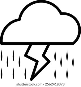 simple outline icon of weather thunderstorm