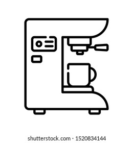 Simple outline icons - coffee mashine or maker, coffee brewing equipment, hot drinks and energetic  caffeine beverage for breakfast, isolated vector symbol for web, app