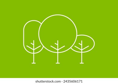 simple outline icons of different types of trees. vector	