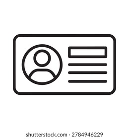 Simple outline of an identification card with a portrait and details