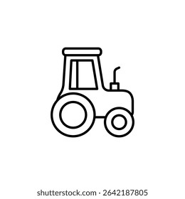 Simple Outline Illustration Of An Agricultural Tractor On Transparent