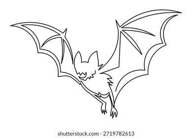Simple outline illustration of a bat flying continuous single line art