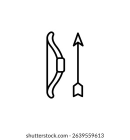 Simple Outline Illustration Of Bow And Arrow On Transparent Background