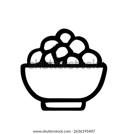 Simple Outline Illustration Bowl of Meatball Food Cuisine Dish