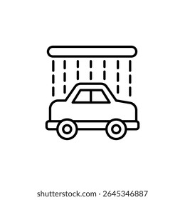 Simple Outline Illustration Of A Car Undergoing Automated Washing Process