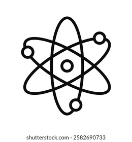 Simple outline illustration of a chemistry atom model, perfect for school, student learning, and science-themed educational content.