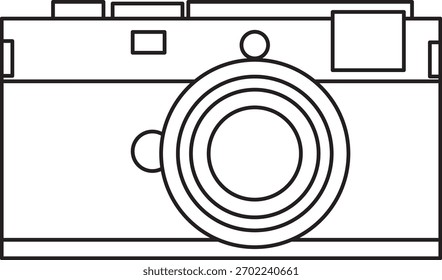 Una ilustración de contorno simple de un diseño de cámara clásico.