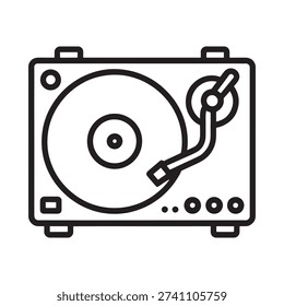 Simple outline illustration of a classic turntable for music playback
