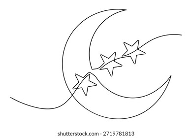 Simples ilustração de contorno de uma crescente contínua arte de linha única