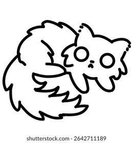 Ilustração de contorno simples de um gato bonito. Ilustração de contorno de arte de linha de gato fofo 