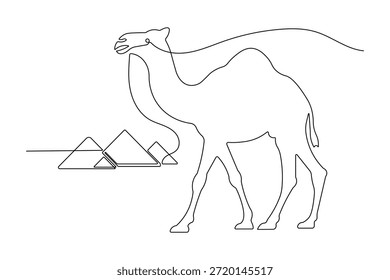 Simples esboço ilustração de um camelo deserto contínuo arte de linha única