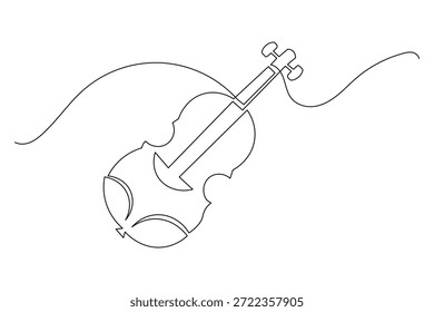 Simples ilustração de contorno de um violino contínuo de arte de linha única