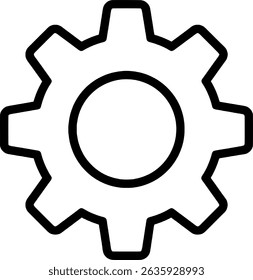 Simple outline illustration of a gear or cogwheel design icon