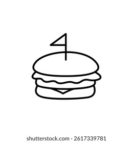 Simple Outline Illustration of a Hamburger on a White Background