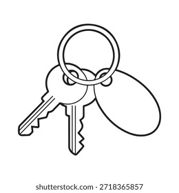 Ilustração de esboço simples de um chaveiro com várias teclas anexadas