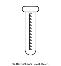 Simple Outline Illustration of a Laboratory Test Tube with Measurement Indicators
