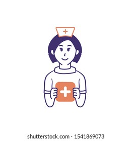Simple Outline Illustration -  Nurse