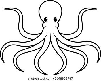 A simple outline illustration of an octopus perfect for educational purposes and design projects