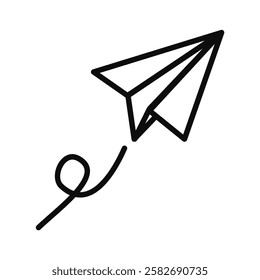 Simple outline illustration of a paper airplane, representing student creativity, school fun, and educational play.